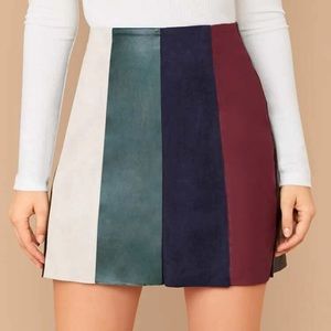 Color Block Mixed Media Skirt